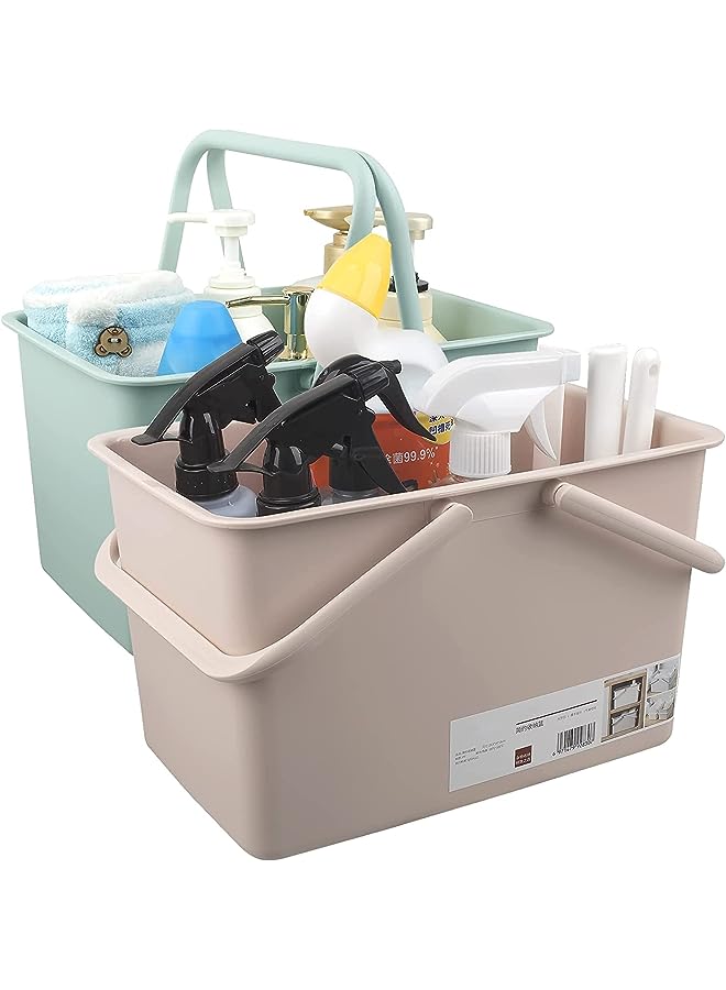 Raxoom Cleaning Supplies Caddy, Portable Plastic Shower Caddy Storage Organizer Basket / Bucket with Handles for Household, Bathroom, Kitchen, College Dorm Room Essentials, 2 Pack Green and Pink - Image 1