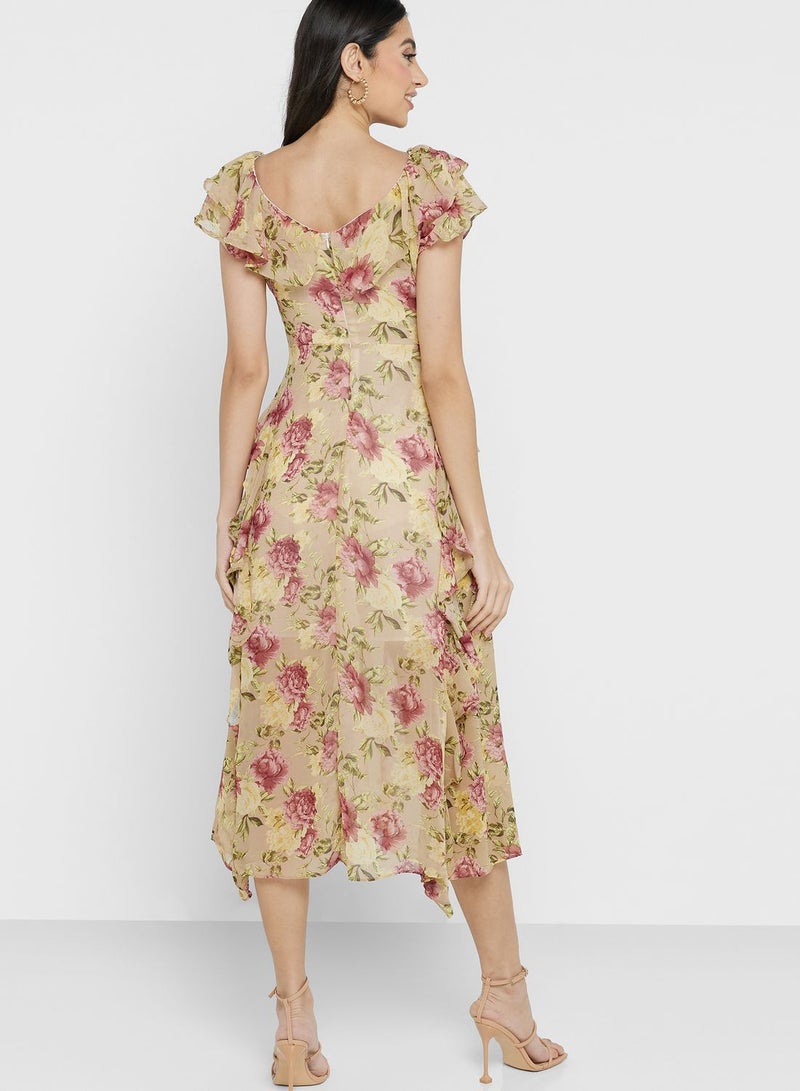 ELLA Floral Ruffle Midi Dress - Image 2