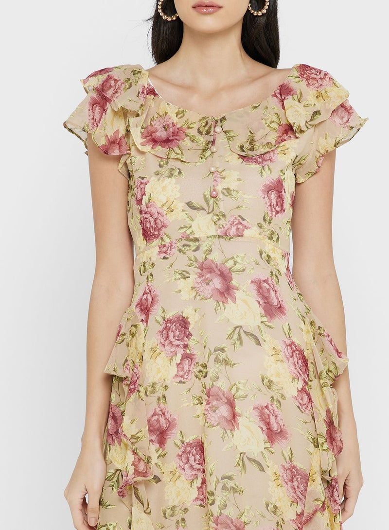 ELLA Floral Ruffle Midi Dress - Image 3