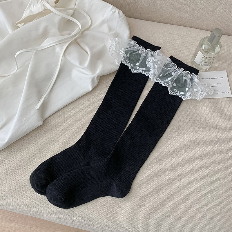 Lolita Korean Style Sweet Lace Socks Women''s Spring and Summer Style Japanese Style Girl''s Cute Pile Socks with Small Leather Shoes - Image 1