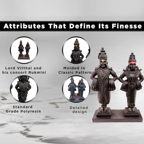 Karigaari India Vitthal Rukmani Stand | Vitthal Rukmini Idol for Home & Offices Decorative Showpiece - 9 Inch (Polyresin, Black) - Image 5