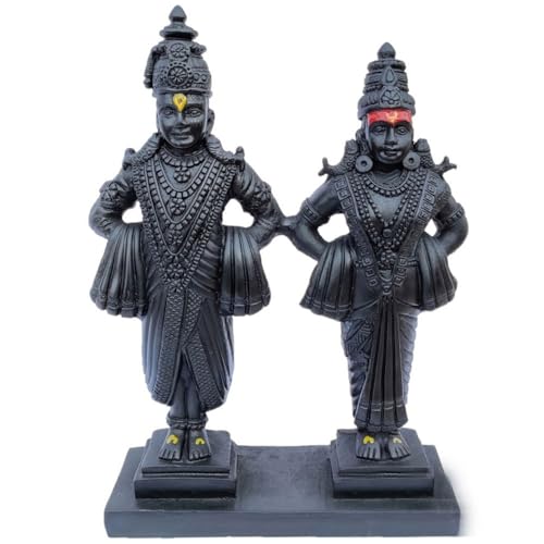 Karigaari India Vitthal Rukmani Stand | Vitthal Rukmini Idol for Home & Offices Decorative Showpiece - 9 Inch (Polyresin, Black) - Image 2