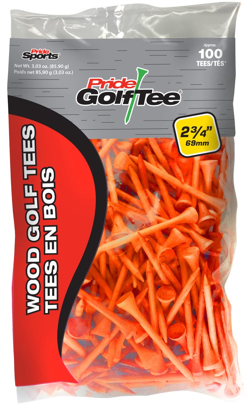 PRIDE GOLF TEE unisex adult 100 Count Bag Golf Tees, Citrus Orange, Count US - Image 1