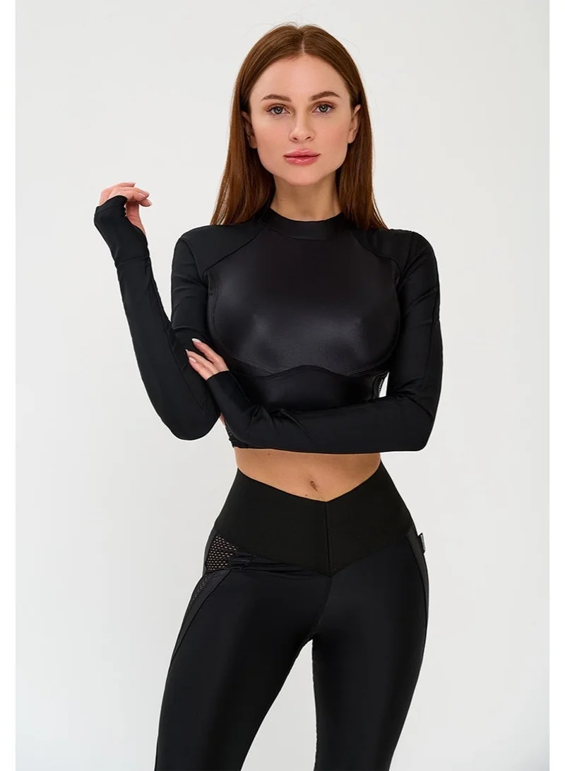 بونا فيدي قمصان ضاغطة بونا فايد للنساء - بلوزة قصيرة رياضية بأكمام طويلةقصيرة للنساء - مصممة للجيم والتمارين والجري