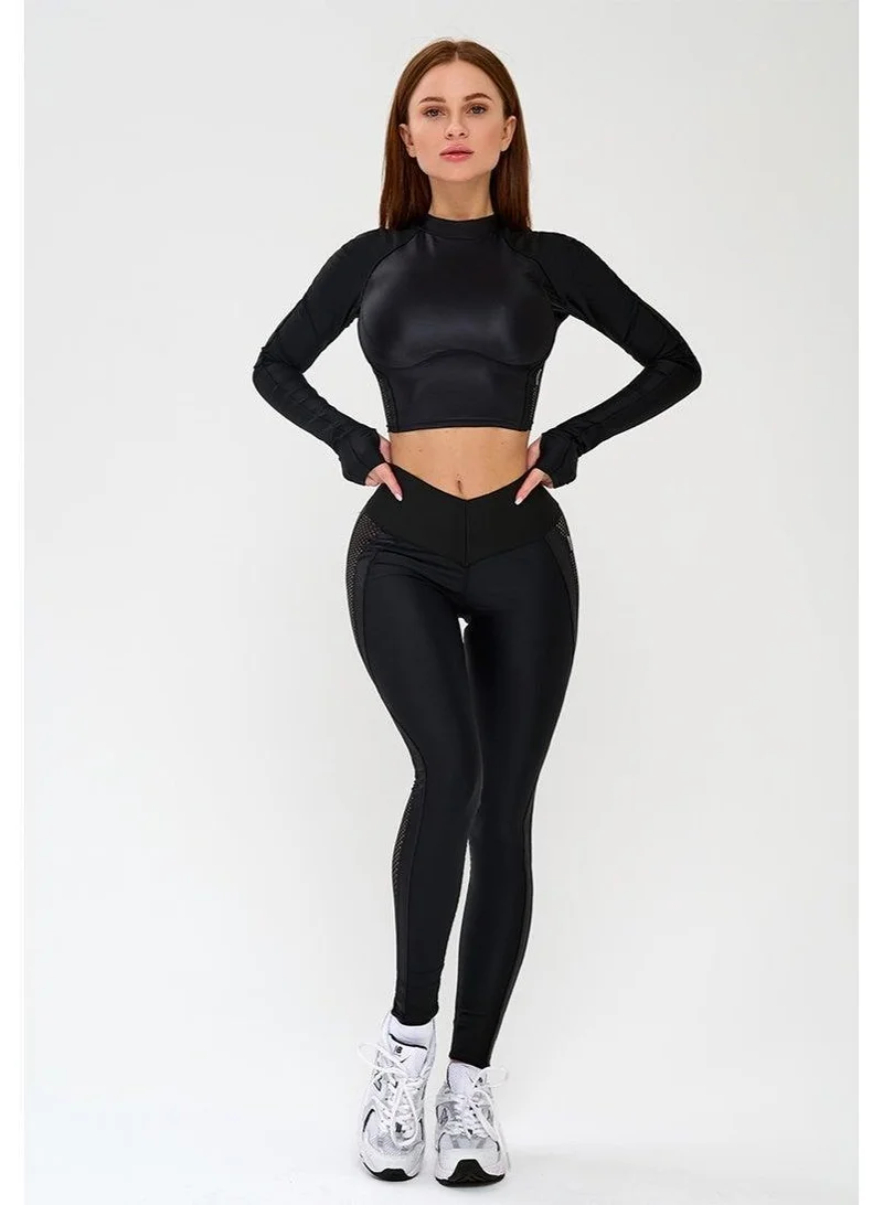Bona Fide Rashguard Move Up Black Skin Rashguard Move Up Crop Long Sleeve Gym Top for Women for Women | Best Price UAE