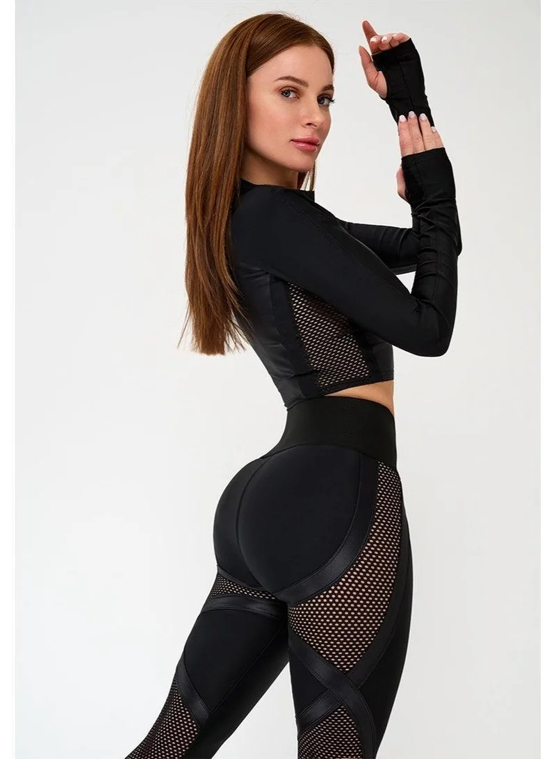 Bona Fide Rashguard Move Up Black Skin Rashguard Move Up Crop Long Sleeve Gym Top for Women for Women | Best Price UAE