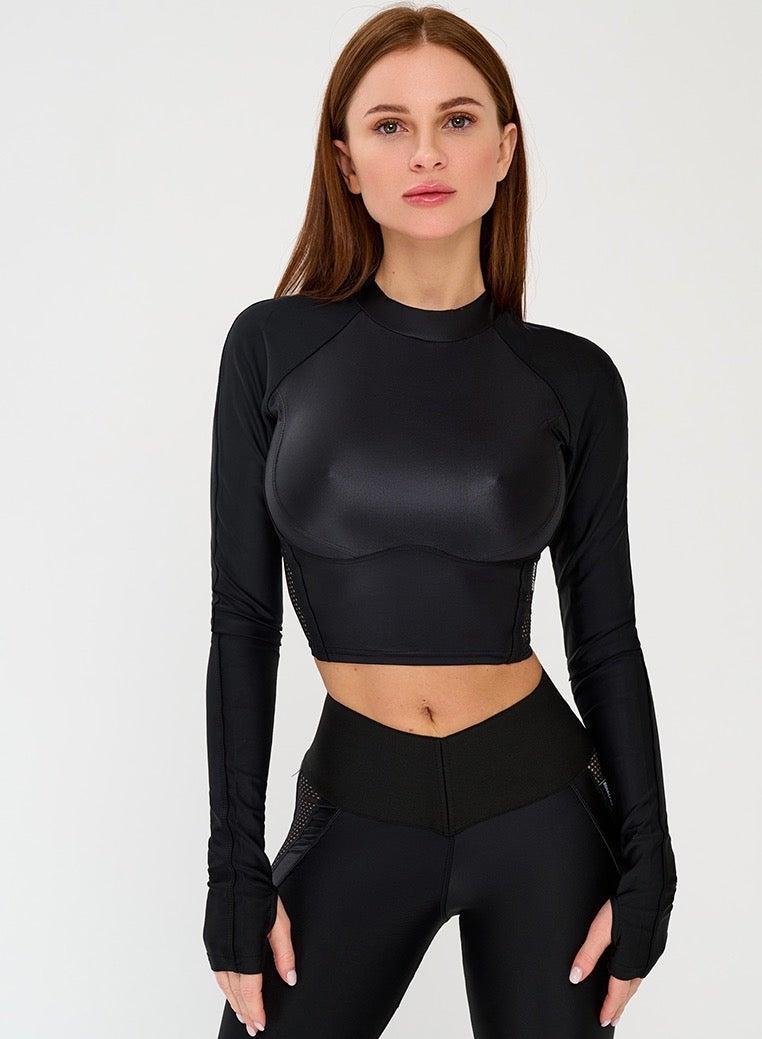 Bona Fide Rashguard Move Up Crop Long Sleeve Gym Top - Image 2