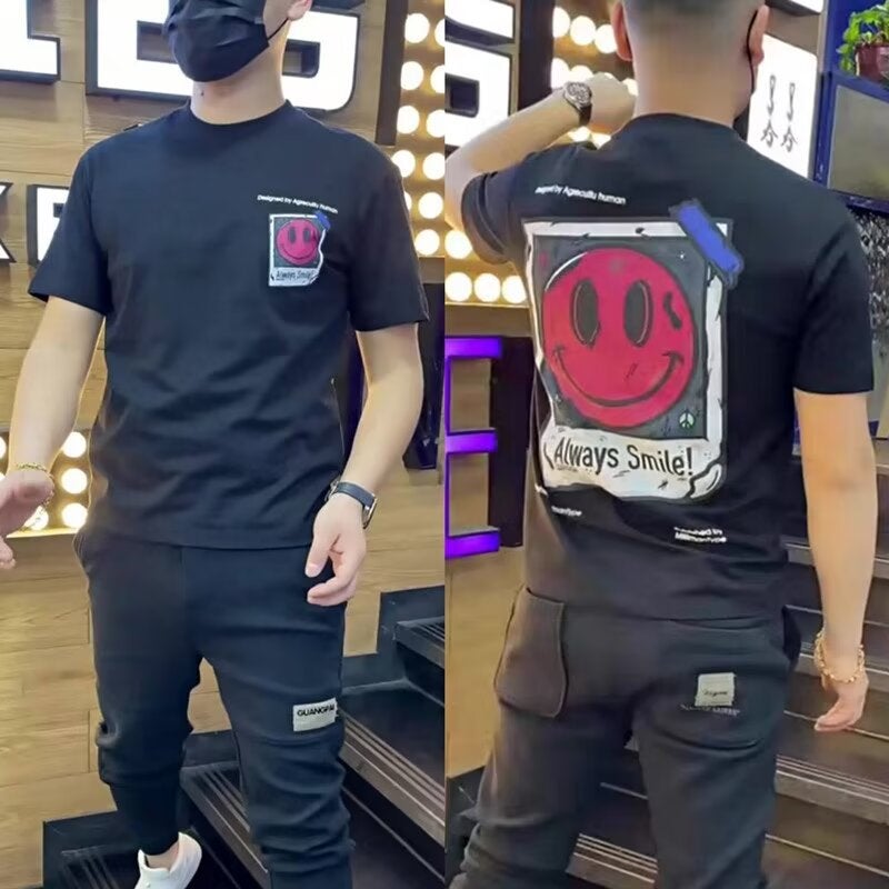 Fashion Cartoon Printed Short-sleeved T-shirt Men's 2024 New Summer Trendy Trendy Handsome Pure Cotton Round Neck Half-sleeved Base Shirt - Image 4