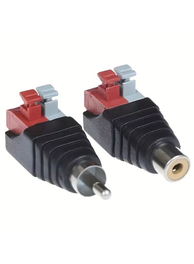 2 Pack RCA Male to Female Press Fit Connectors No Solder Audio Video Adapter - Image 1