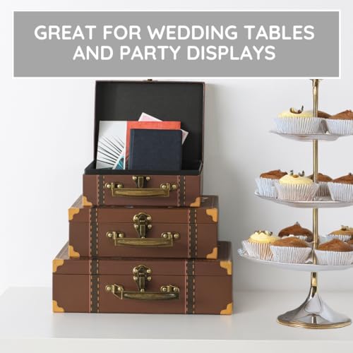 SLPR Small Decorative Suitcase Boxes (Set of 3) – Travel-Themed Paperboard Storage for Gifts, Bridal Shower & Party Décor – Largest Box is 12" x 8" x 3.5 - Image 4