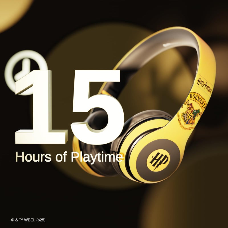 iJOY Harry Potter Hufflepuff Bluetooth Headphones with Built in Mic | Officially Licensed Wireless Headphones, Foldable Headset | Harry Potter Gifts for Women, Men, Teens, Kids & All Fans of Hufflepuff - Image 2