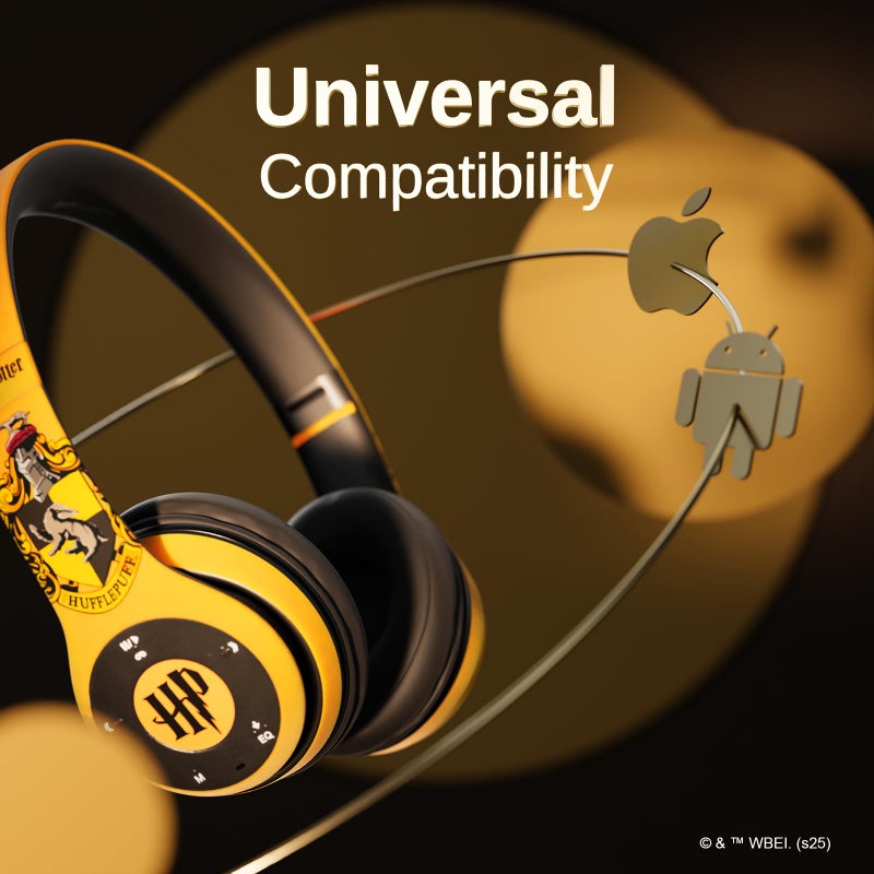 iJOY Harry Potter Hufflepuff Bluetooth Headphones with Built in Mic | Officially Licensed Wireless Headphones, Foldable Headset | Harry Potter Gifts for Women, Men, Teens, Kids & All Fans of Hufflepuff - Image 4