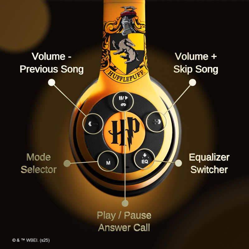 iJOY Harry Potter Hufflepuff Bluetooth Headphones with Built in Mic | Officially Licensed Wireless Headphones, Foldable Headset | Harry Potter Gifts for Women, Men, Teens, Kids & All Fans of Hufflepuff - Image 5