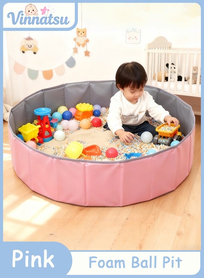 Foam Ball Pit,1M×1M, children's sandpit Ball Pits, Round Kiddie Baby Playpen Ball Pool for Kids, Ideal Gift for Babies Indoor and Outdoor Game, Pink, (Balls not Included) - Image 1