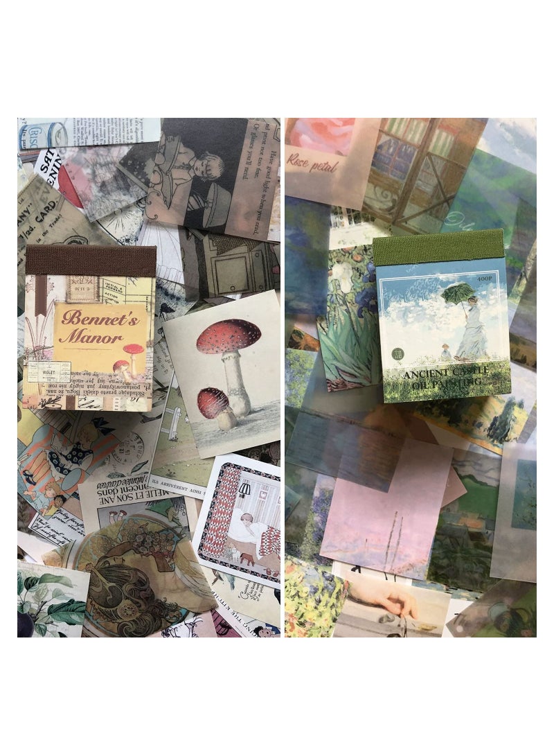 800 Sheets Scrapbooking Material Paper Vintage Bullet Journaling Paper Collection DIY Decorative Craft Paper Journal Embellishment Supplies Animal Plant Flower News Paper Letter (Castle u0026 Manor) - Image 1