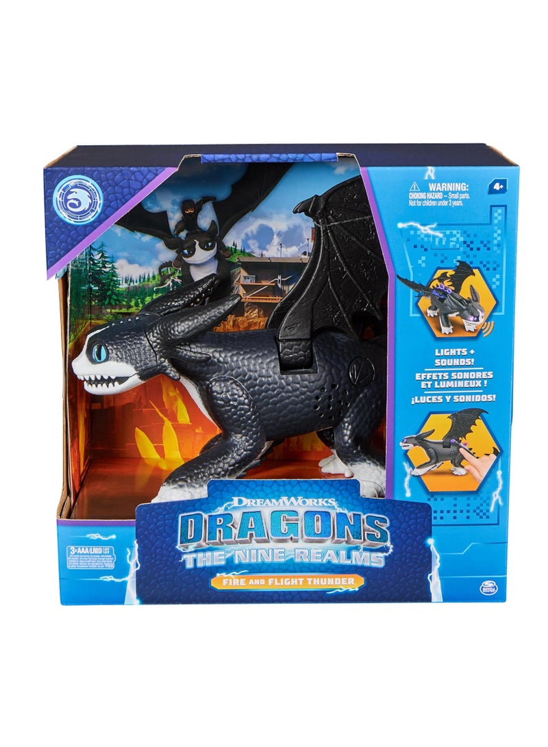 سبن ماستر مجسم دريم ووركس دراغونز فاير آند فلايت الرعد، 30.4 سم، مع أضواء وأصوات، ذا ناين ريلمز، ألعاب للأطفال من سن 4 سنوات فما فوق - Image 3