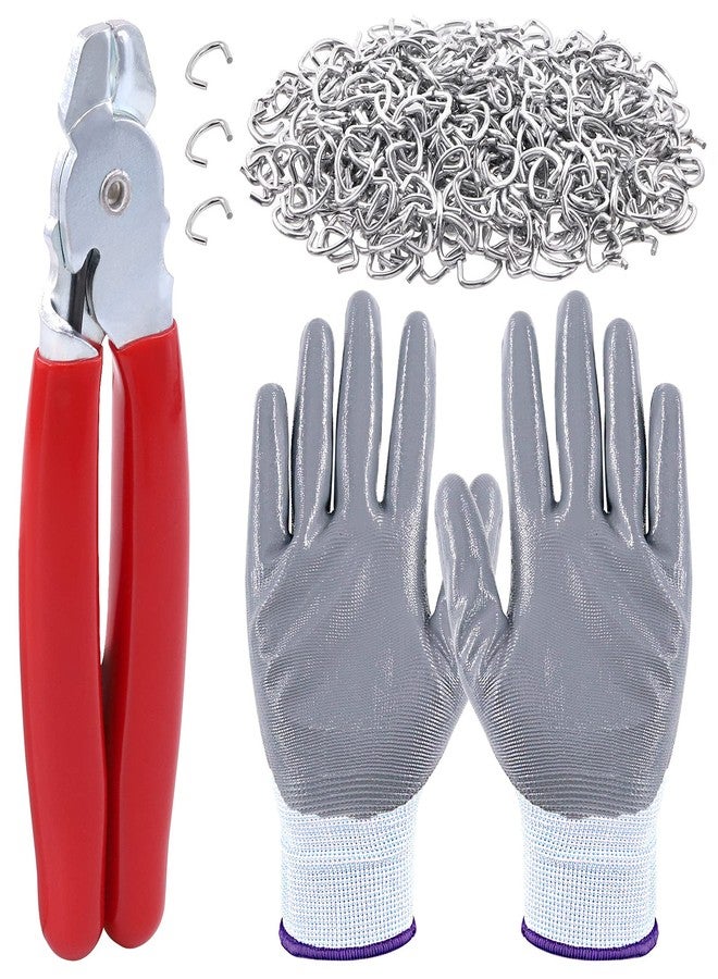 Rustark 1002Pcs 1/2" Galvanized Professional Hog Rings and Pliers Tool Kit for Auto Upholstery, Furniture, Fencing, Railing and Sausage Casing, Meat bags, Bagging (1/2" Hog Rings with Pliers) - Image 1