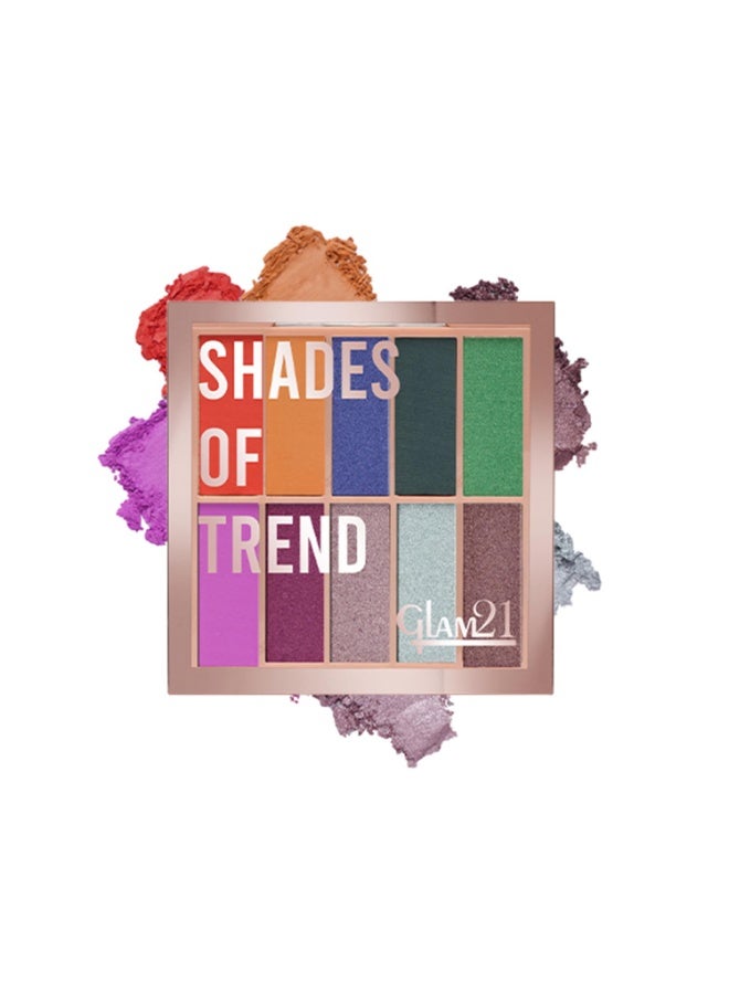 جلام 21 لوحة ظلال العيون "Shades of Trend" من Glam 21 | 10 درجات لونية غنية بالأصباغ | ثابتة لا تتلطخ وتدوم طويلاً | لمسة نهائية لامعة | 4 جم - الدرجة 04، متنوعة - Image 1