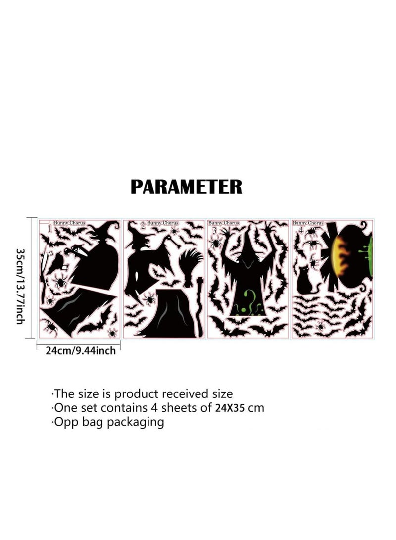 CityRiya-Long Decorative Wall Sticker, Witch and Bats Silhouettes (Black) - Image 2