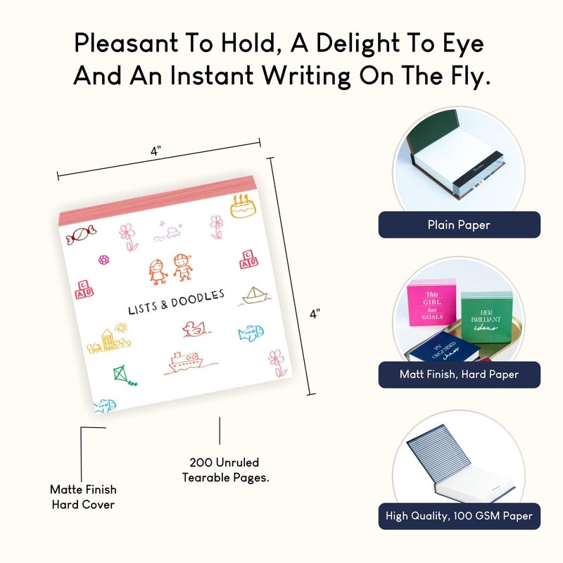 CHAARPAI Jotter Notepad For Daily Notes & Ideas | Stylish Lists & Doodles Memo Pad for Journal | Writing Pad Diary for Students, Kids, Notes, Lists, Small NoteBook With 200 Blank Pages Size-4X4 Inch - Image 5