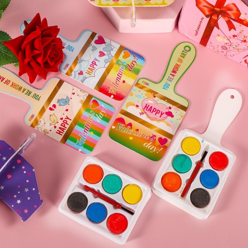 EPDPLAY 24 Pack Valentines Day Gift Set For Kids  Valentines Cards With Bulk Mini Watercolor Paint For School Classroom Boy Girl Gift Exchanges  Classroom Art  Kids' Prize Valentines Party Favor - Image 5