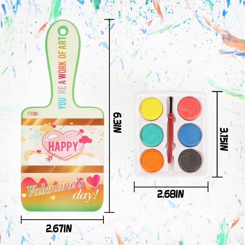 EPDPLAY 24 Pack Valentines Day Gift Set For Kids  Valentines Cards With Bulk Mini Watercolor Paint For School Classroom Boy Girl Gift Exchanges  Classroom Art  Kids' Prize Valentines Party Favor - Image 3