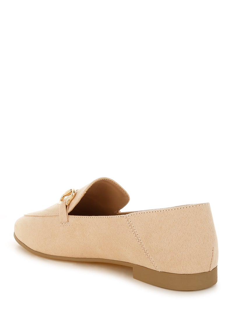 London Rag Women's Horsebit Embellished Flat Loafers in Beige - Image 3