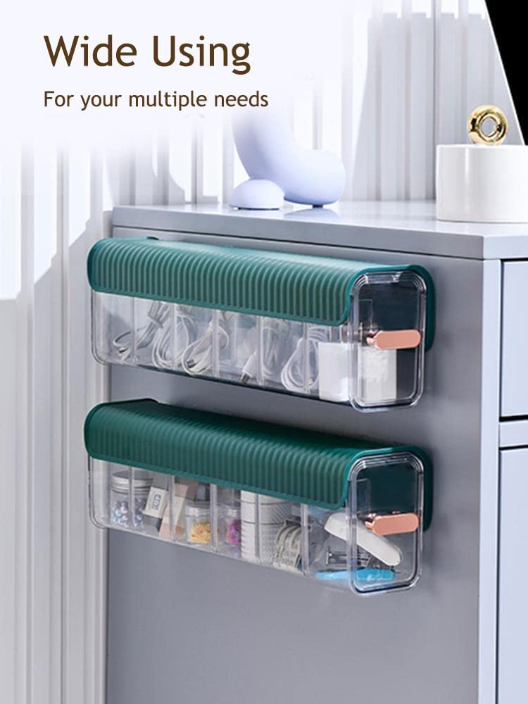 Feeoici Socks Underwear Wall Mount Drawer Organizer, Switchable 6 Cell Drawer Acrylic Organizers Self-Adhesive Anti Dust Storage Boxes for Clothes Socks Lingerie Underwear Ties (Green) - Image 5