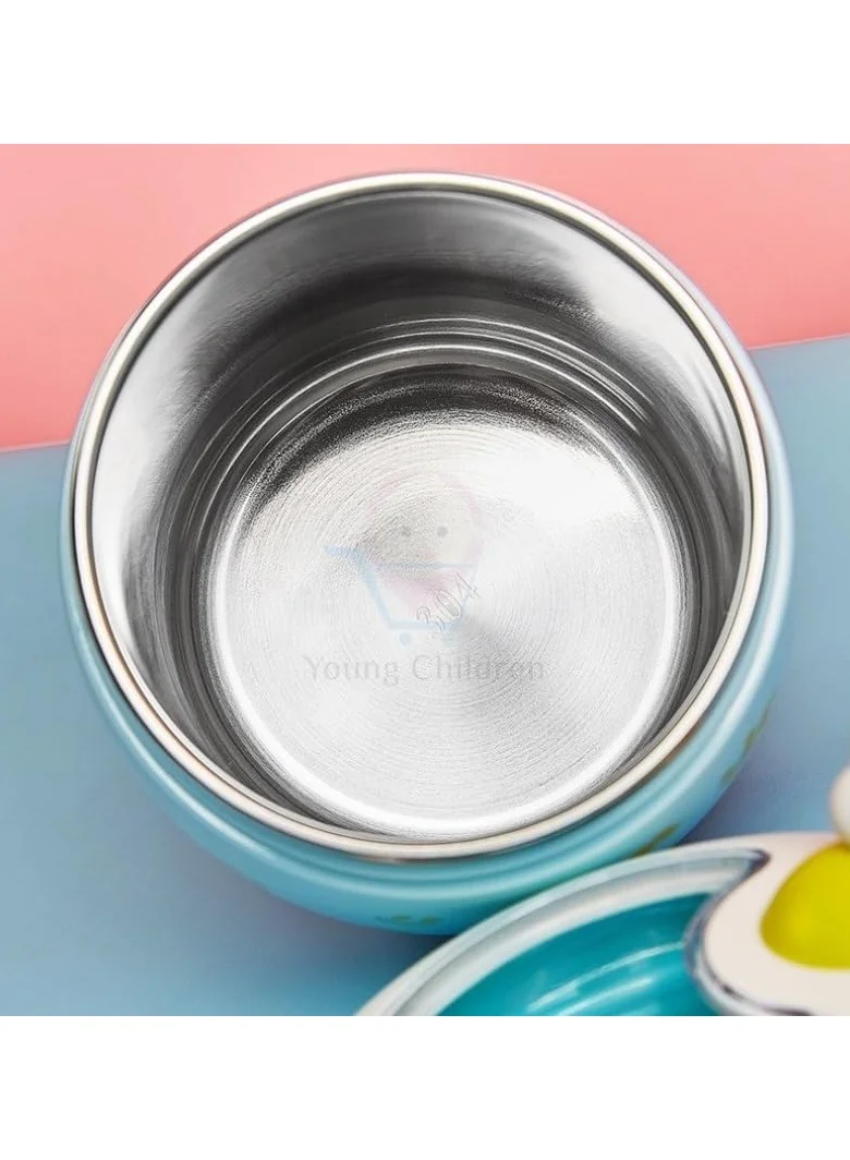 Mobcos Mini Stainless Steel Insulated Lunch Box with Soup Cup and Spoon for Picnic, Office, School, Outdoor Travel (450ml)