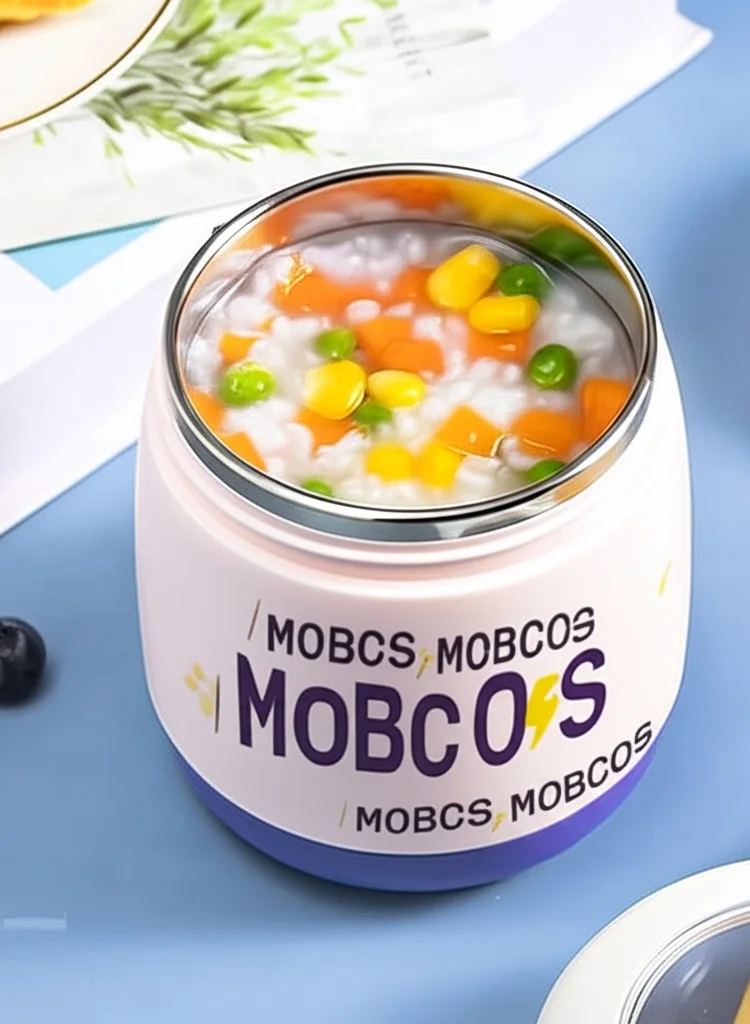 Mobcos Mini Stainless Steel Insulated Lunch Box with Soup Cup and Spoon for Picnic, Office, School, Outdoor Travel (450ml)