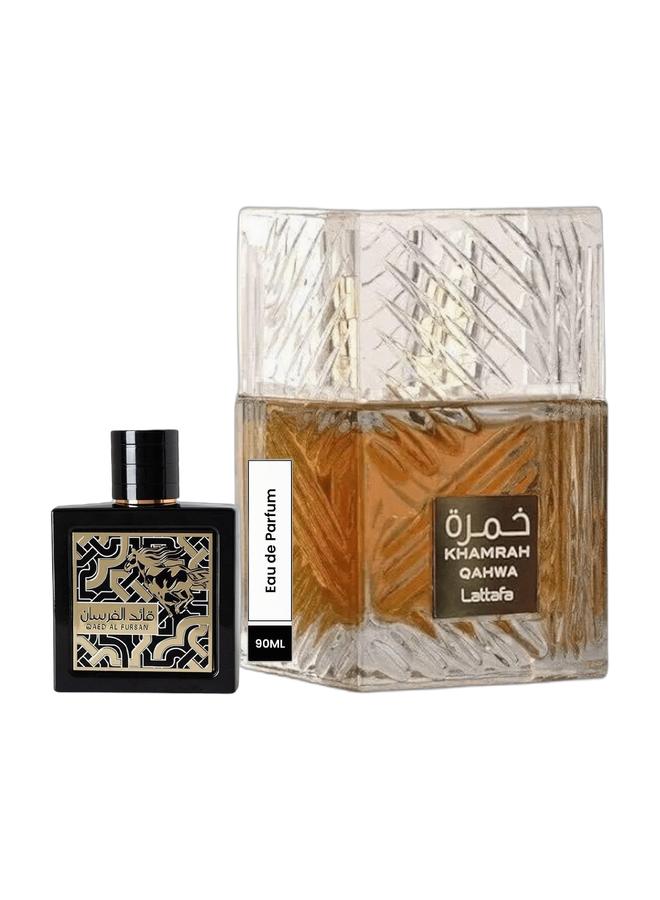 Lattafa Qaed Al Fursan EDP 90ml & KHAMRAH QAHWA EDP 100ML combo - Image 1