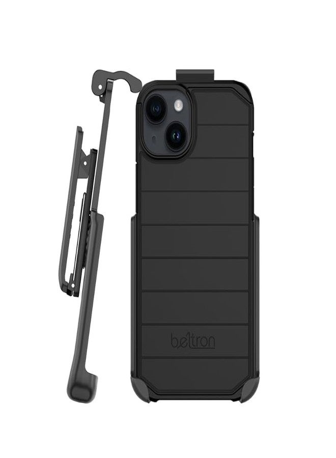 BELTRON Case with Belt Clip for iPhone 15, Slim Full Protection Hybrid Case & Rotating Belt Clip Holster with Built in Kickstand, Scratch Resistant/Shock Absorption (Jet Black) - Image 1