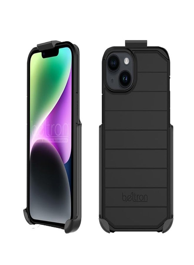 BELTRON Case with Belt Clip for iPhone 15, Slim Full Protection Hybrid Case & Rotating Belt Clip Holster with Built in Kickstand, Scratch Resistant/Shock Absorption (Jet Black) - Image 2
