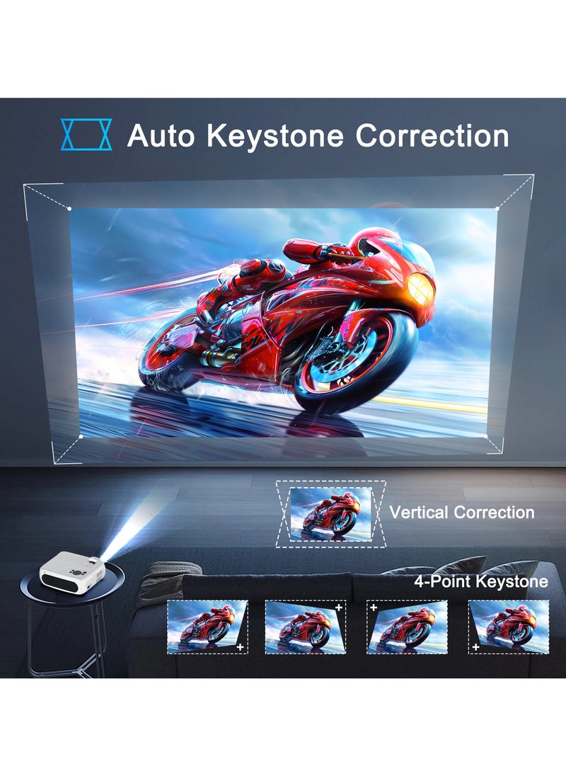 General - بروجيكتور محمول ذكي أندرويد 11 دقة 4K Full HD 1080P واي فاي 6 بلوتوث 5.4 تصحيح الكاميرا التلقائي 4 نقاط أبيض - Image 1