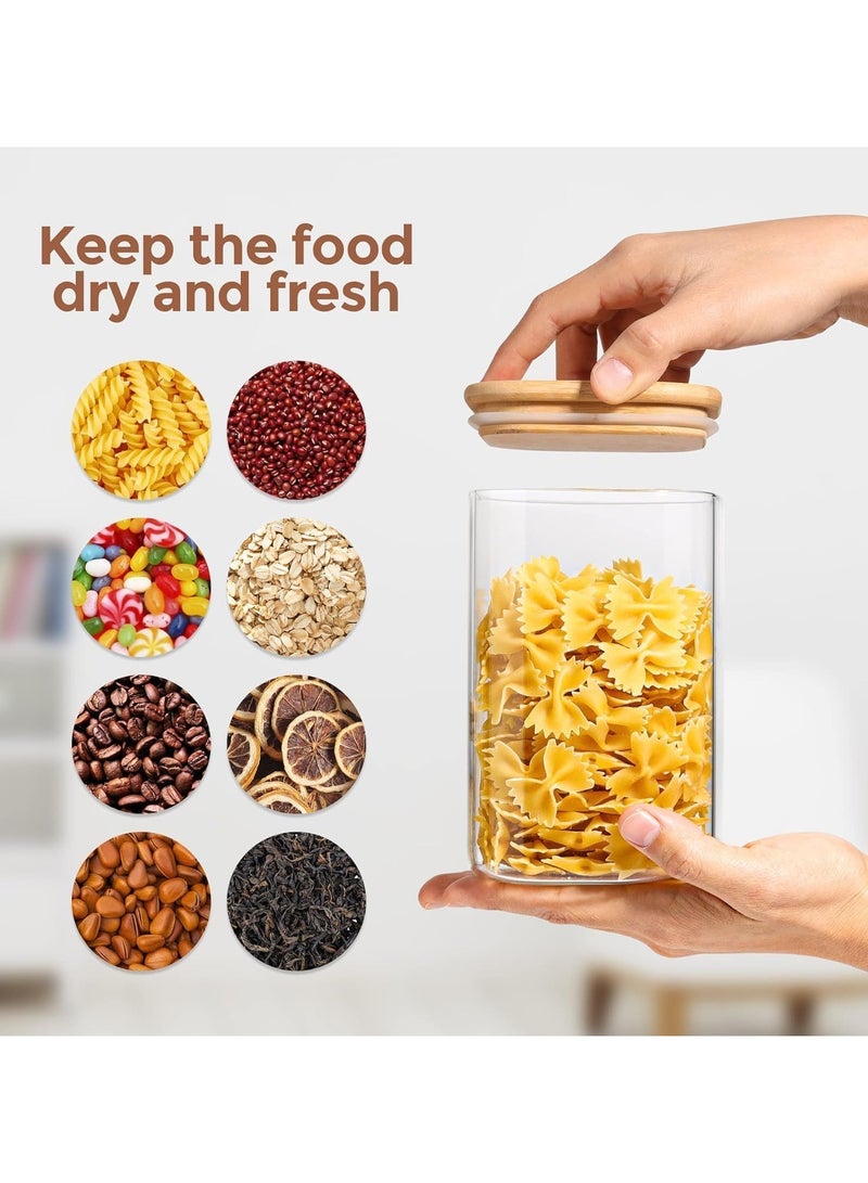 KEEP MASTER Set of 4 Square 1000ml kitchen storage containers set, glass jar for kitchen storage, glass jars with lid bamboo, Clear Glass Containers for Flour, Sugar, Coffee, Rice container, Candy jar - Image 3