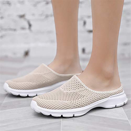 ChicWind Womens Backless Mule Sneaker Summer Mesh Slip On Flat Shoes Khaki 5 - Image 5