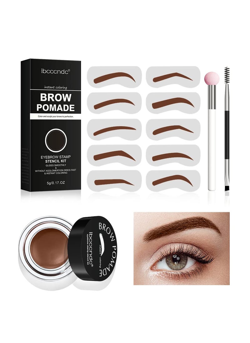 ibcccndc Ibcccndc Brow Pomade Eyebrow Stamp and Eyebrow Stencil Kit  Eye Brow Stamping Kit for Perfect Bushy Eyebrows 10 Brow Stencils Brow Stamp Trio Kit with Sponge Applicator Waterproof Easy to Use chocolate 