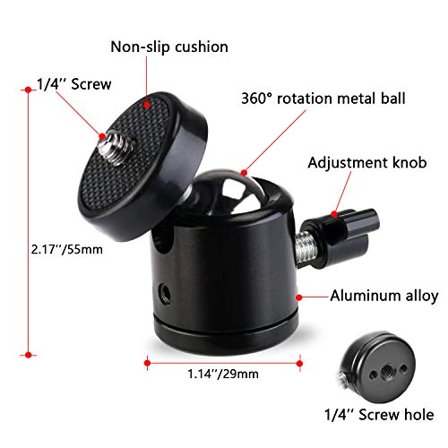 EszkozTA Universal 1/4" Swivel Mini Ball Head Screw Tripod Mount（2 Pack）, EszkozTA360 Degree Rotating Mount Base Adapter for DSLR Cameras HTC Vive Tripods Monopods Camcorder Light Stand… - Image 2