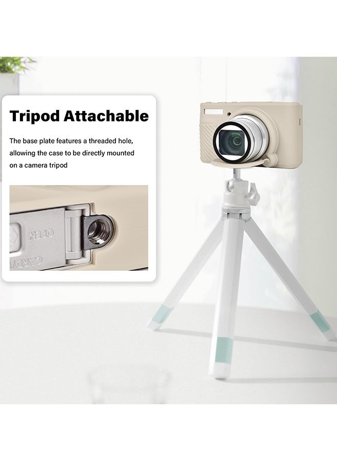 Silicone Case Compatible for Canon Powershot SX740 SX730 HS Digital Camera Soft Rubber SX740 HS Protective Sleeve with Removable Lens Cover a Tempered Glass Screen Protector Anti Slip Anti Scratch, Beige - Image 5