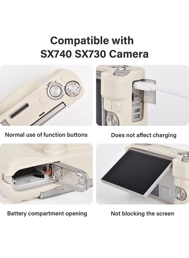 Silicone Case Compatible for Canon Powershot SX740 SX730 HS Digital Camera Soft Rubber SX740 HS Protective Sleeve with Removable Lens Cover a Tempered Glass Screen Protector Anti Slip Anti Scratch, Beige - Image 4