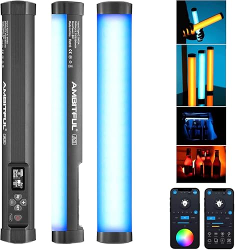 AMBITFUL A2 RGB LED Light Wand -Full Color Magnetic Video Light Stick,Handheld Tube Light with 29 Effects, 2500-8500K, 2500mAh, CRI 95+ for Photography, YouTube, TikTok (A2) - Image 1