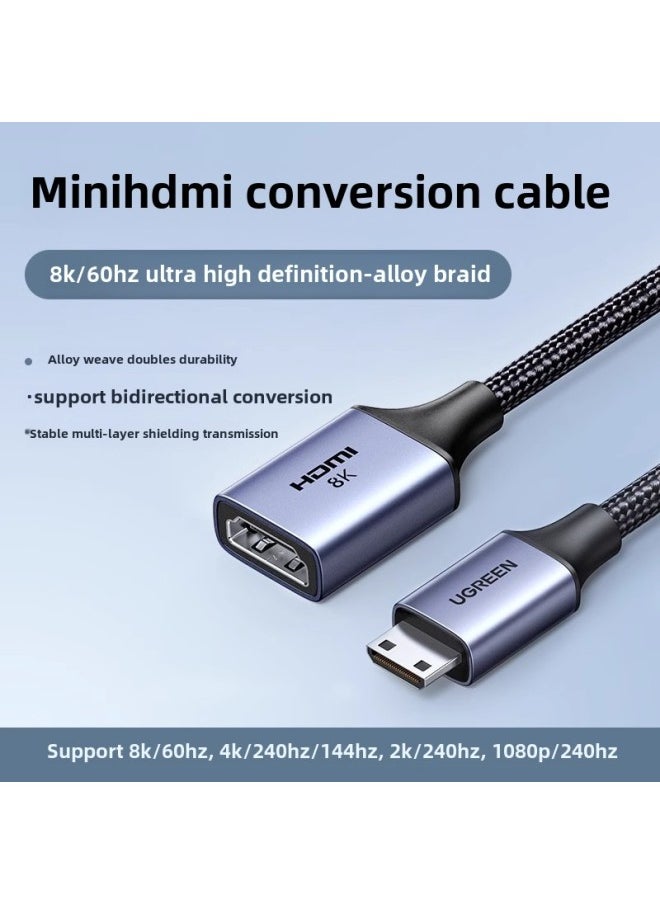 ماركة غير محددة كابل محول Minihdmi إلى Hdmi من Green Link Micro Hdmi قصير Mini HD مناسب لكاميرا الكمبيوتر المحمول، إلخ. - اللون: نموذج مضفر من سبيكة - كابل محول minihdmi إلى Hdmi  - Image 1