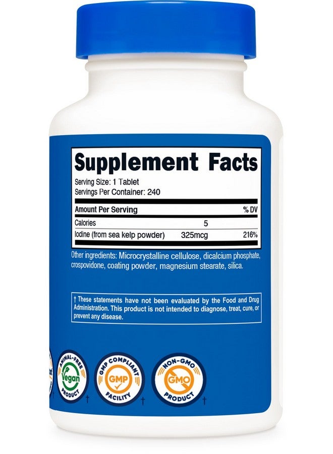 Nutricost Iodine (Natural Iodine from Sea Kelp) 325mcg, 240 Tablets - Non-GMO, Gluten Free - Image 5