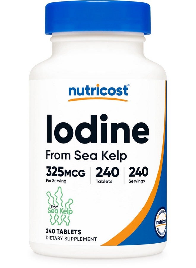 Nutricost Iodine (Natural Iodine from Sea Kelp) 325mcg, 240 Tablets - Non-GMO, Gluten Free - Image 1