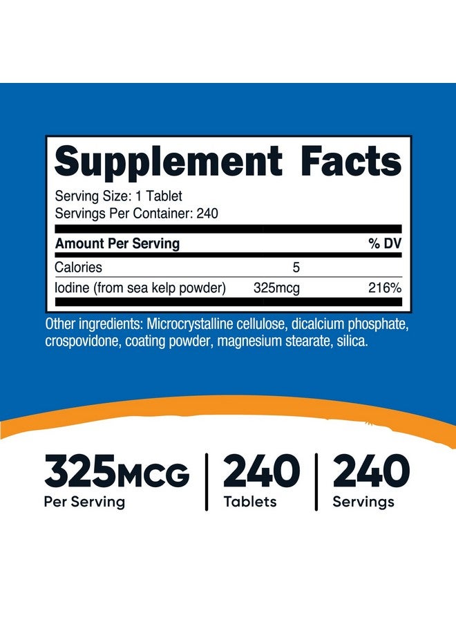 Nutricost Iodine (Natural Iodine from Sea Kelp) 325mcg, 240 Tablets - Non-GMO, Gluten Free - Image 2