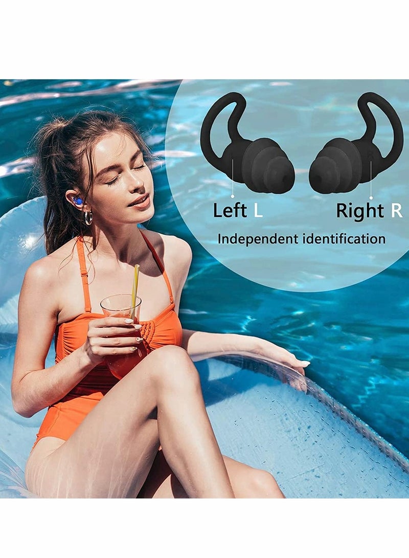 Excefore Swimming Earplugs 3 Pairs, Upgraded Design of Silicone Waterproof Earplugs, Reusable for Swimming, Surfing and Other Water Sports, for Adults and Kids 2 Black, 1 Blue  - Image 2