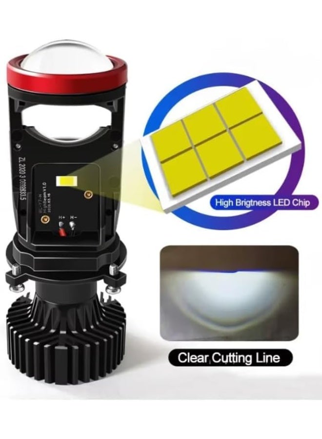LED Headlight Bulb, H4 High-Low Beam, Black and Red Design, Aluminum Heat Sink, Automotive Lighting Upgrade - Image 4