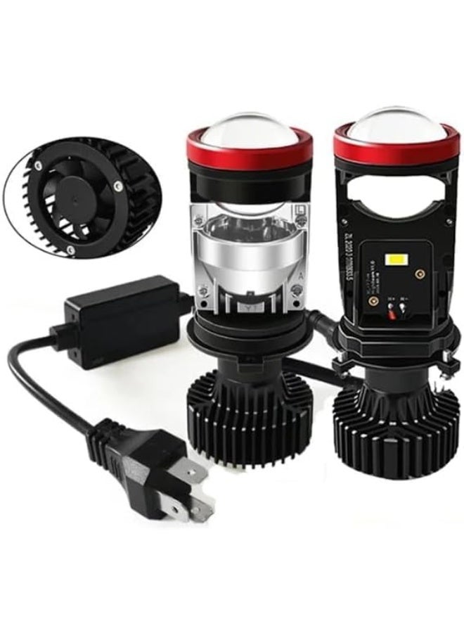 LED Headlight Bulb, H4 High-Low Beam, Black and Red Design, Aluminum Heat Sink, Automotive Lighting Upgrade - Image 3