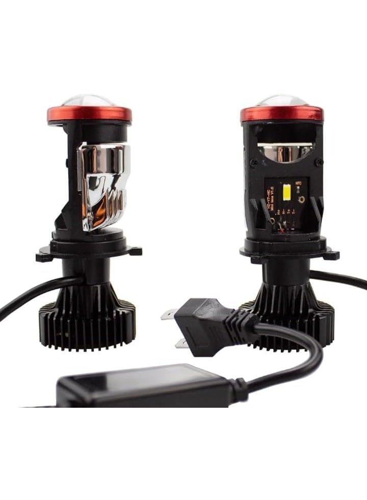 LED Headlight Bulb, H4 High-Low Beam, Black and Red Design, Aluminum Heat Sink, Automotive Lighting Upgrade - Image 2