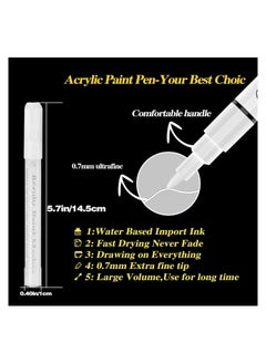 KASTWAVE Acrylic Paint Pens, 6 Pack Black White Paint Marker Set, 0.7mm Fine Tip Water-based Permanent Marker for Rock Painting, Tire, Metal, Glass, Wood, Metallic Idea for Graffiti Artists  - Image 3
